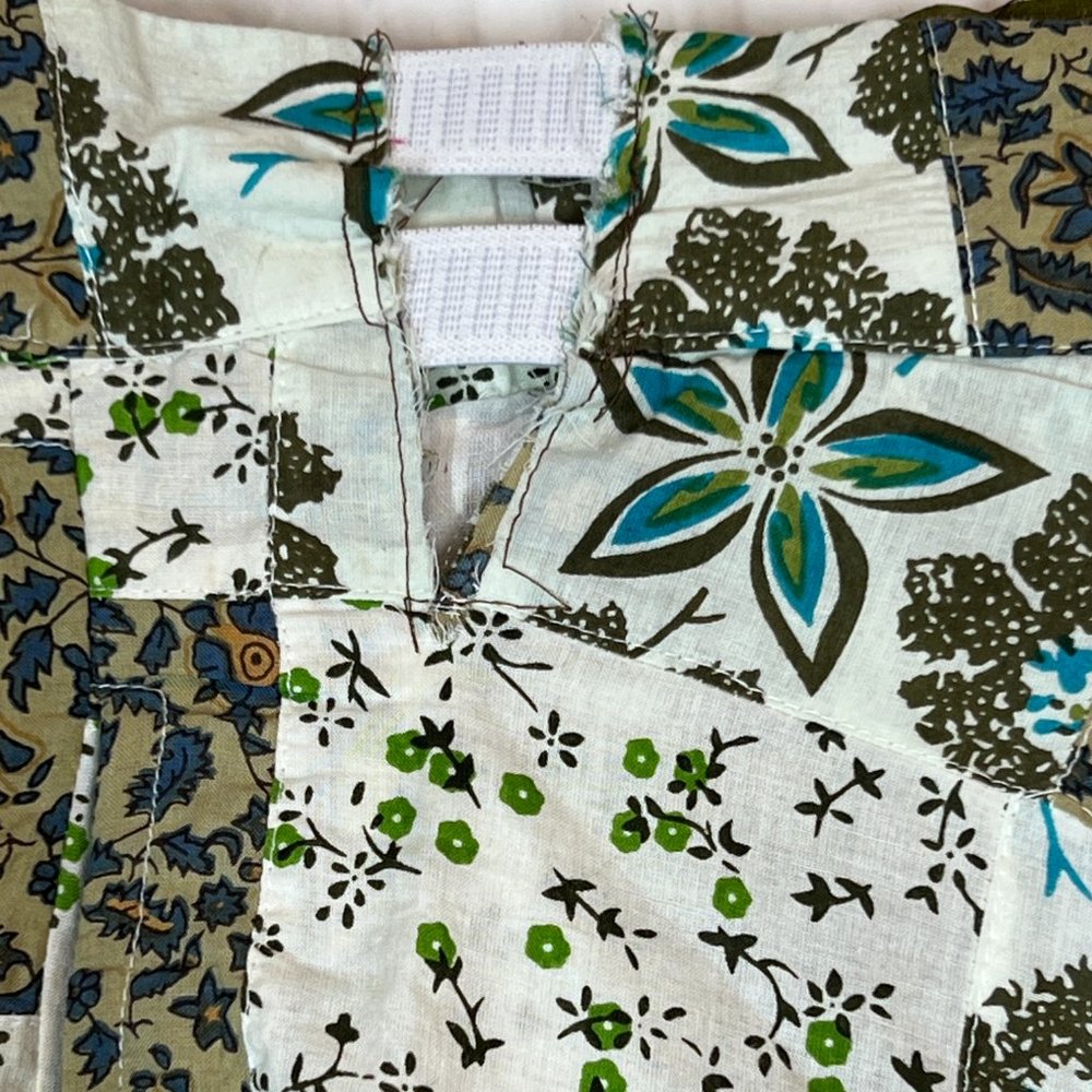 Anthropologie Floral Patchwork Maxi Skirt Ruffle Cotton Blue Motif Modified - Picture 8 of 12